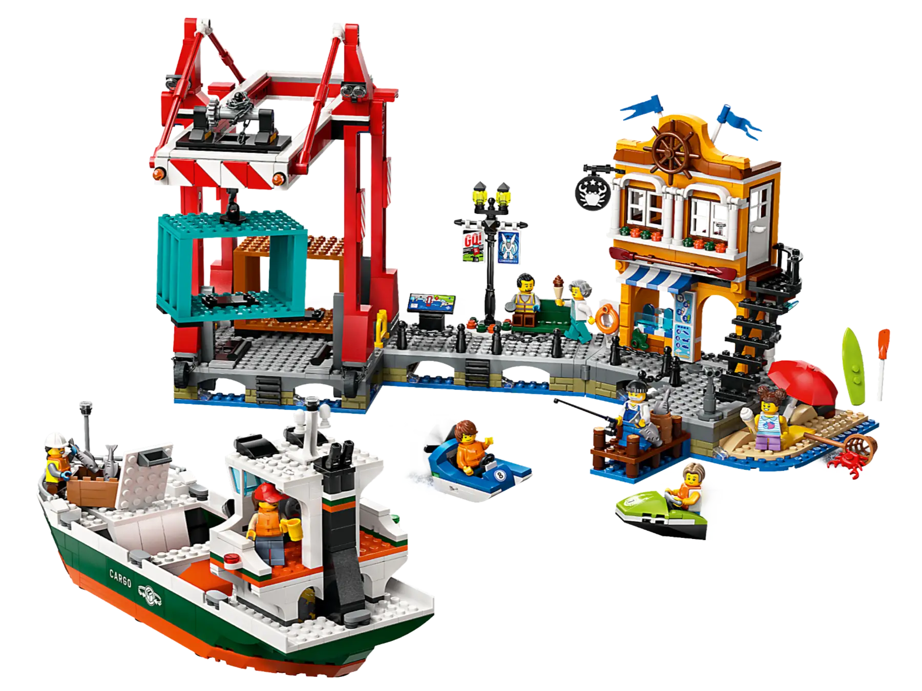 LEGO® City Pajūrio uostas su krovininiu laivu 60422