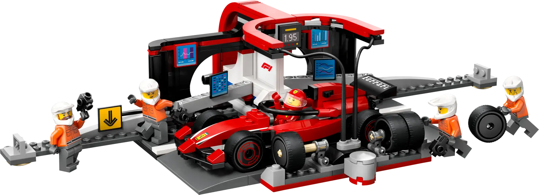 LEGO® City F1® remonto punktas, mechanikai ir Ferrari automobilis 60443