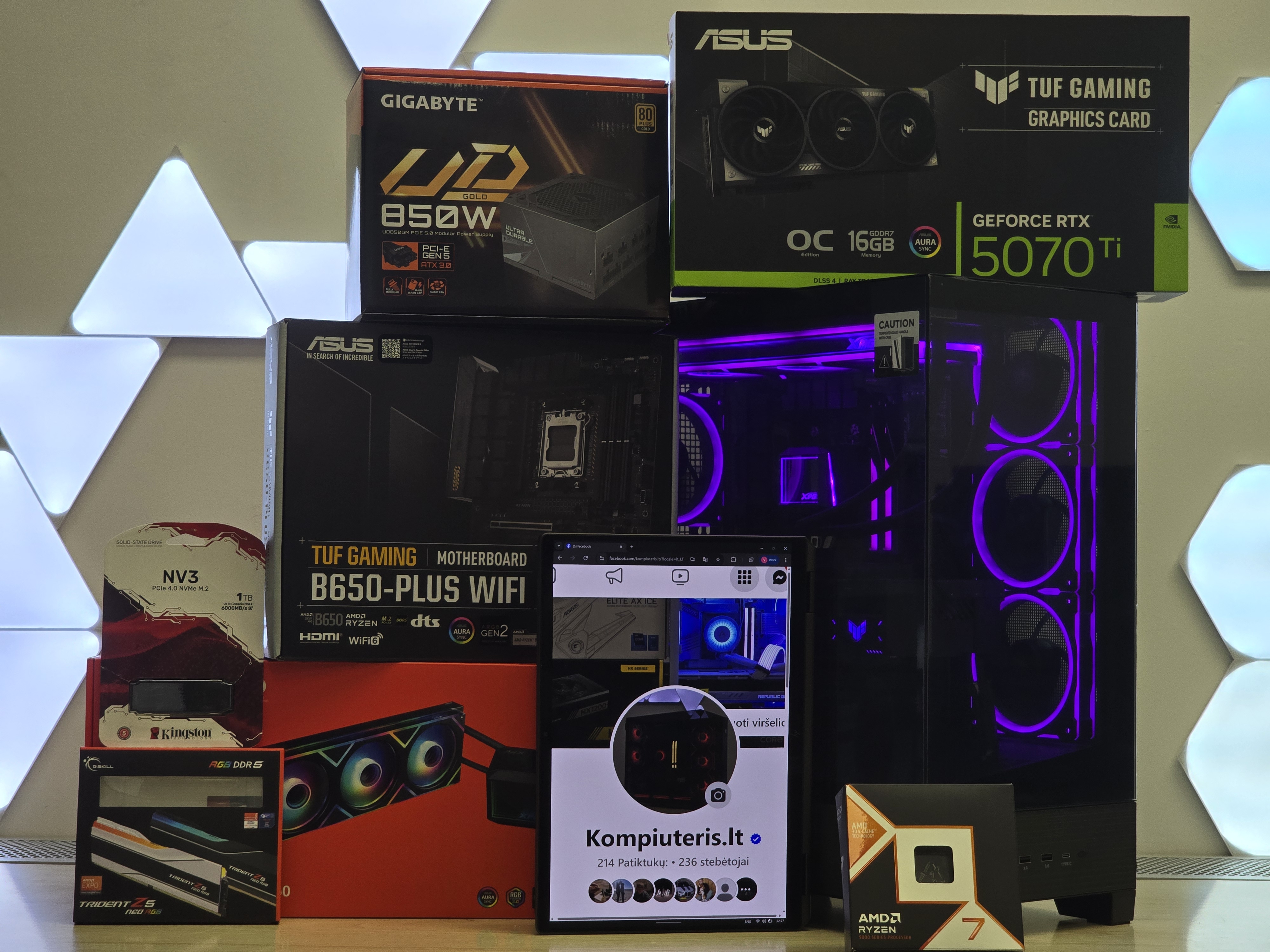 ASUS TUF RTX 5070 Ti su Ryzen 7 9800X3D