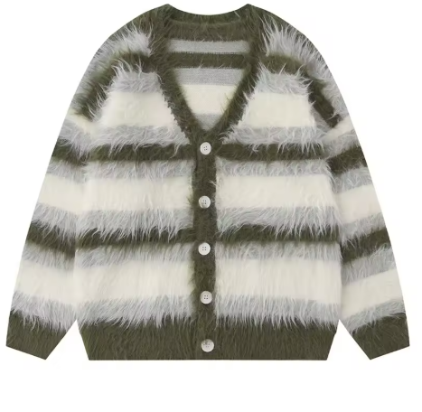 Striped Fuzzy Cardigan