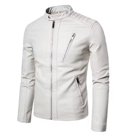 Men's White Leather Jacket