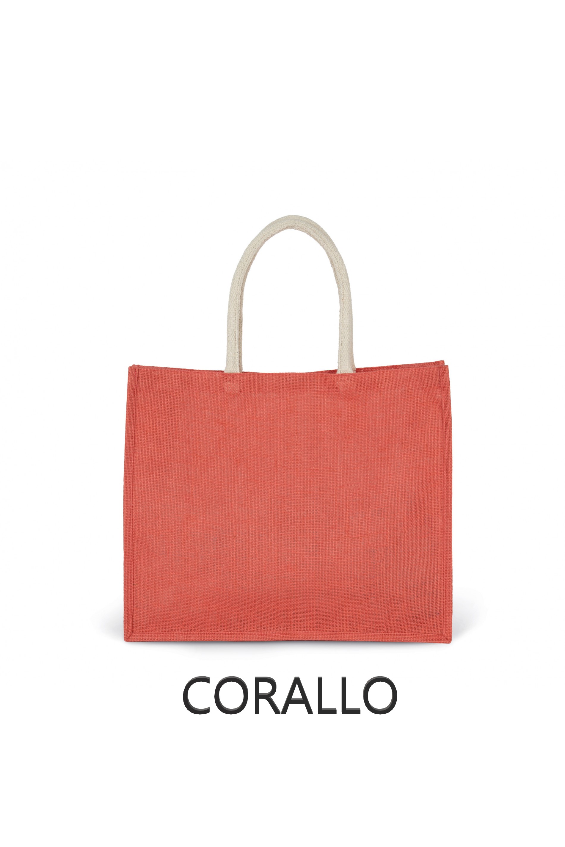 Borsa in juta di vari colori personalizzabile.