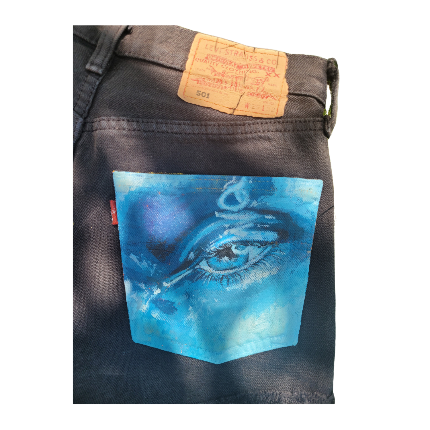 Short Levi’s Custom – Motif Œil Unique (Peint à la main)