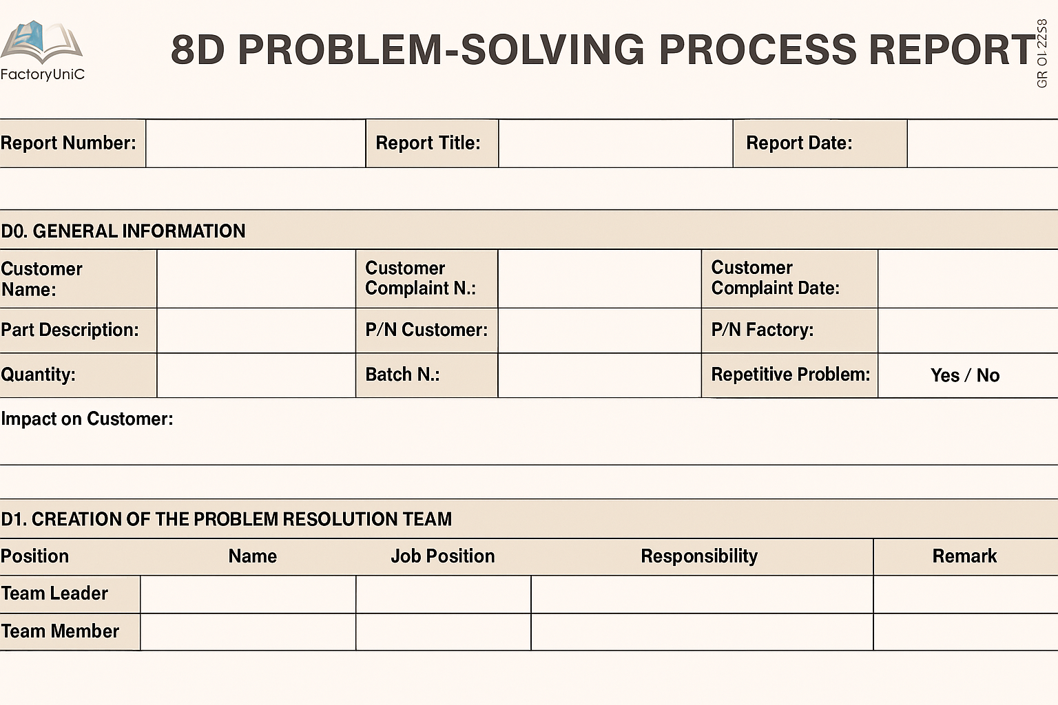 8D Report Template (DOC)