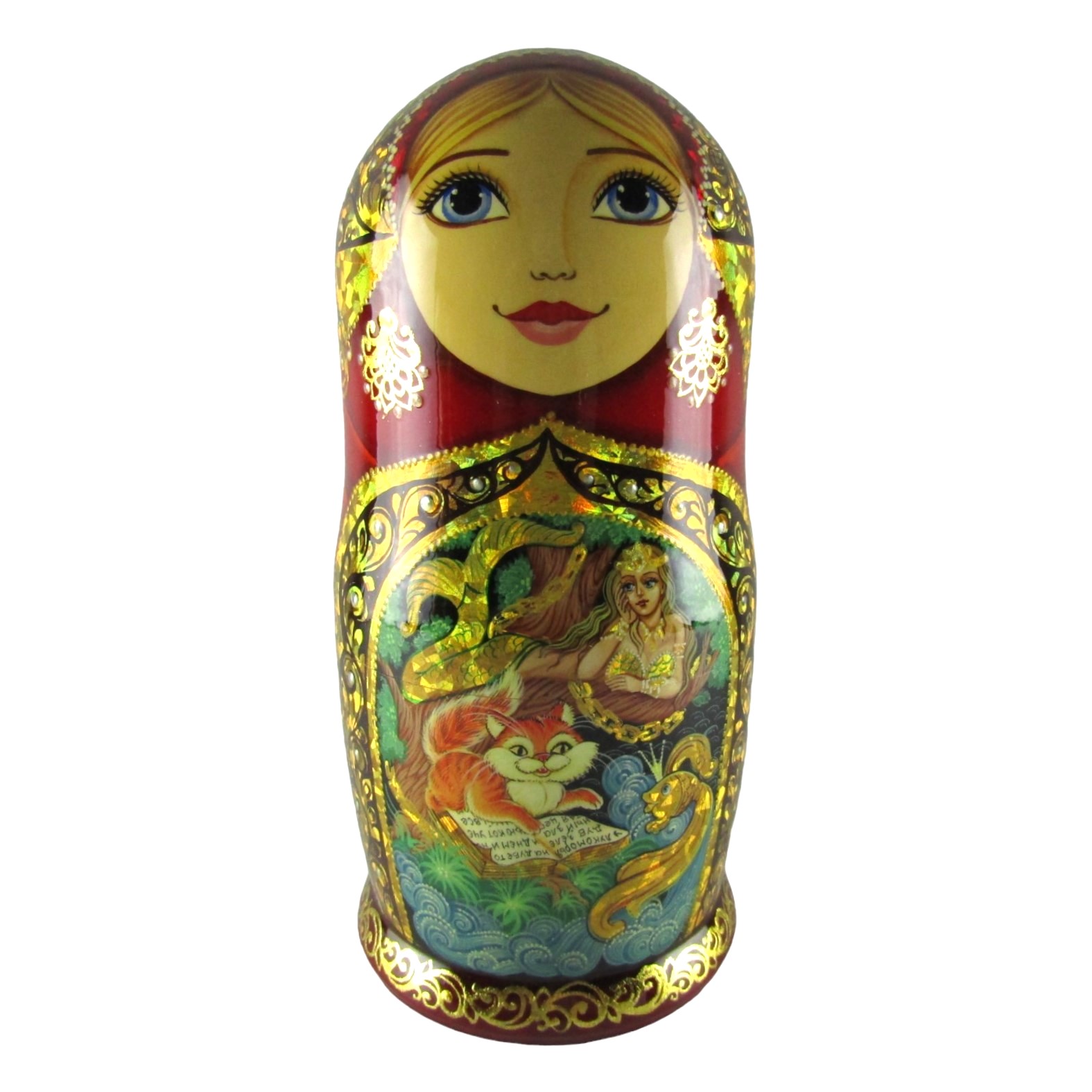 Nesting Doll 10" 10 Piece, Folk-art Fairytale Hand Made Set Russian Matryoshka