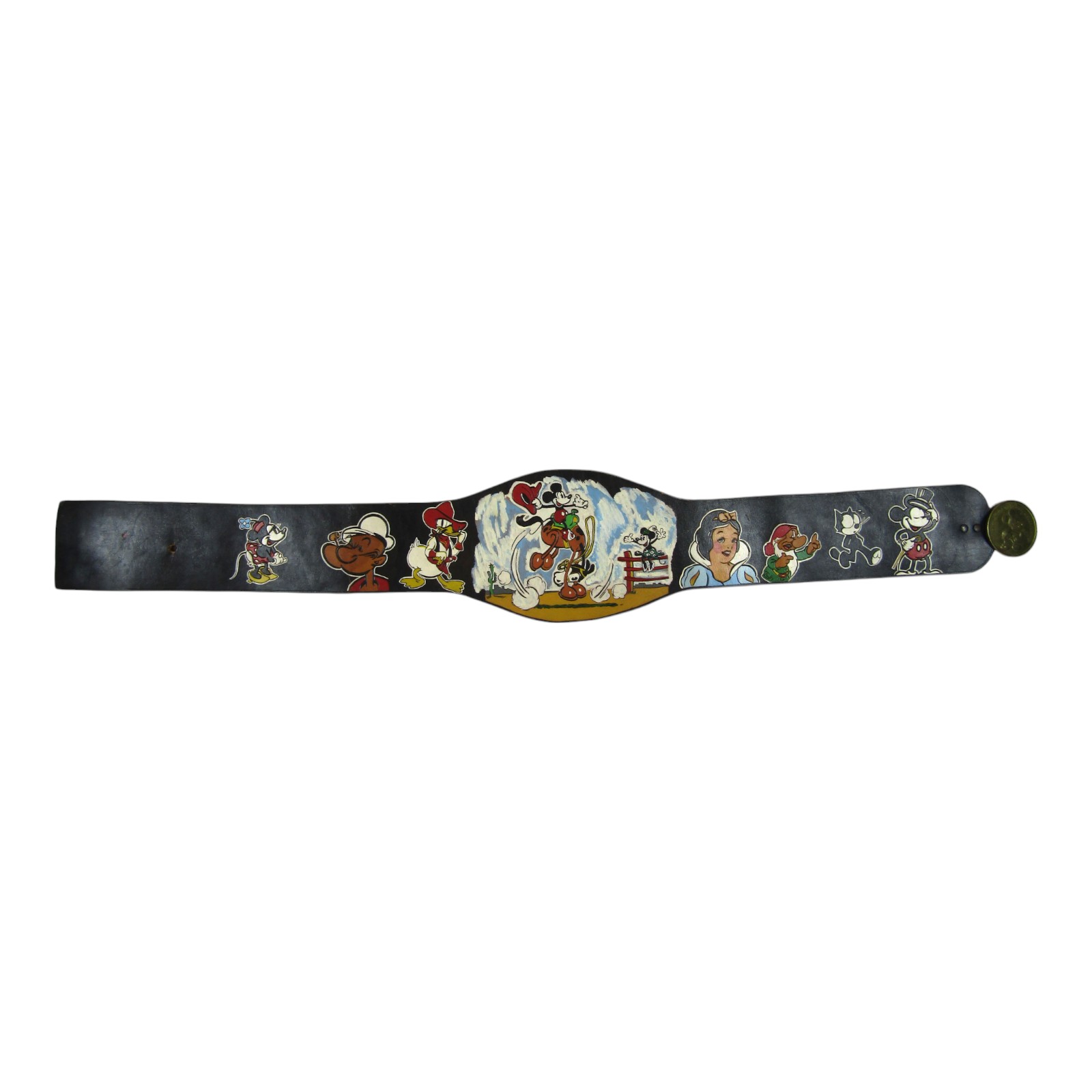 1950's Hand Crafted Disney Animation Character Belt 42" x 7" Leather