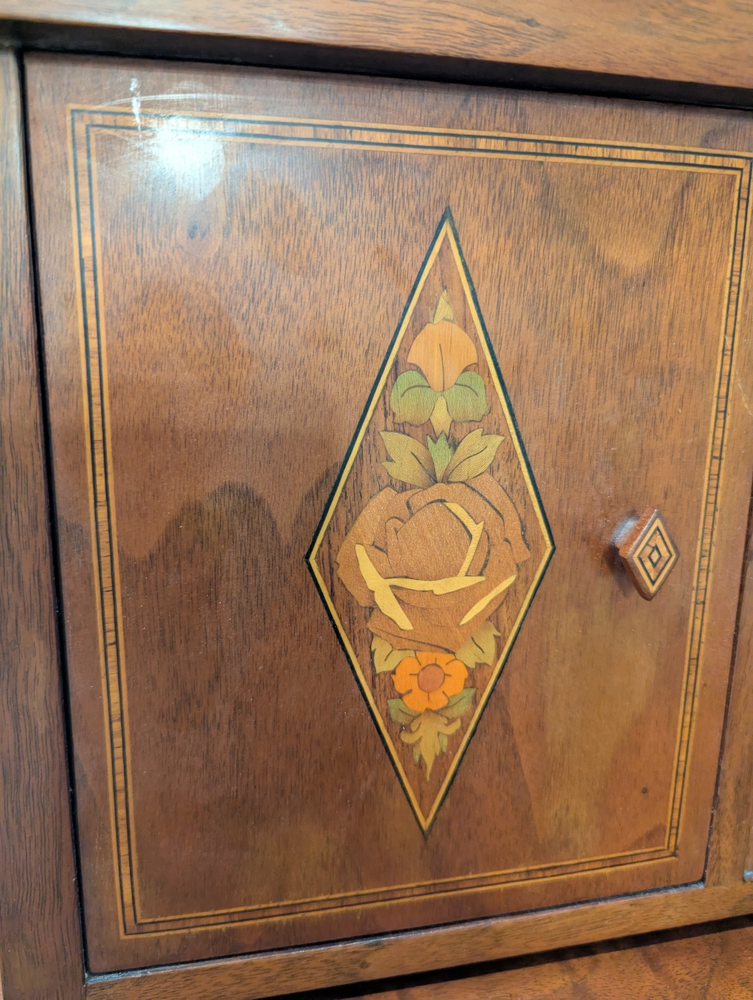 Antique Sheraton Revival Inlaid Mahogany Lady’s Writing Desk Secret Compartment