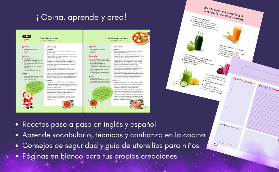 Yum & Ñam: Aprende y crea tus recetas con un divertido recetario bilingüe para niños y familias