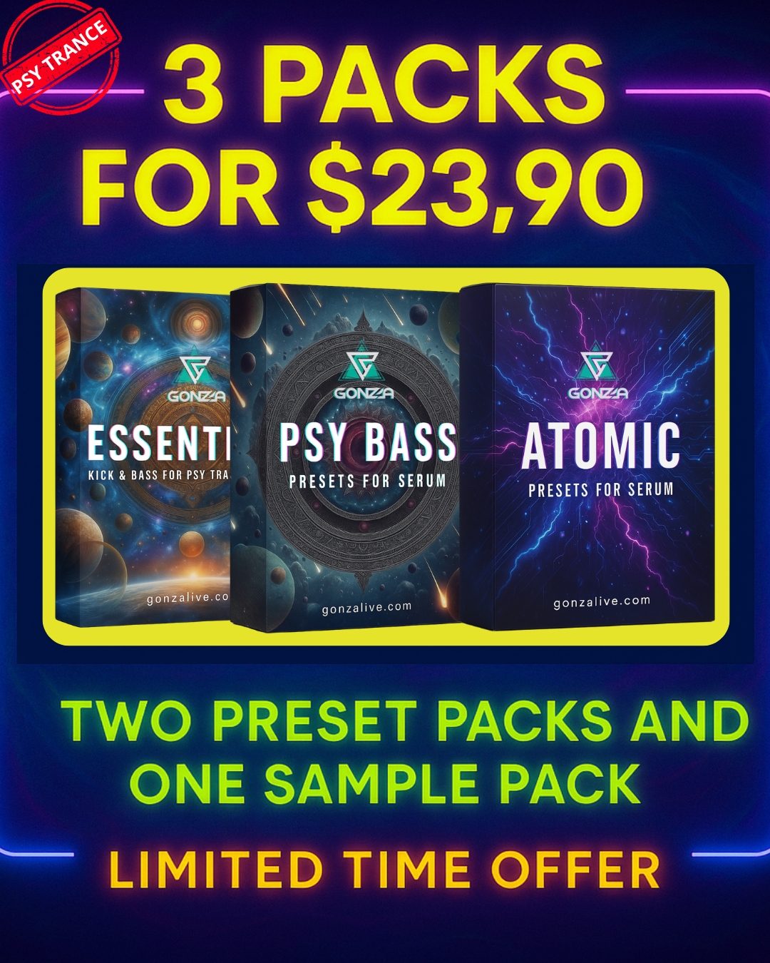 3 PACKS ESSENTIALS FOR PSY TRANCE