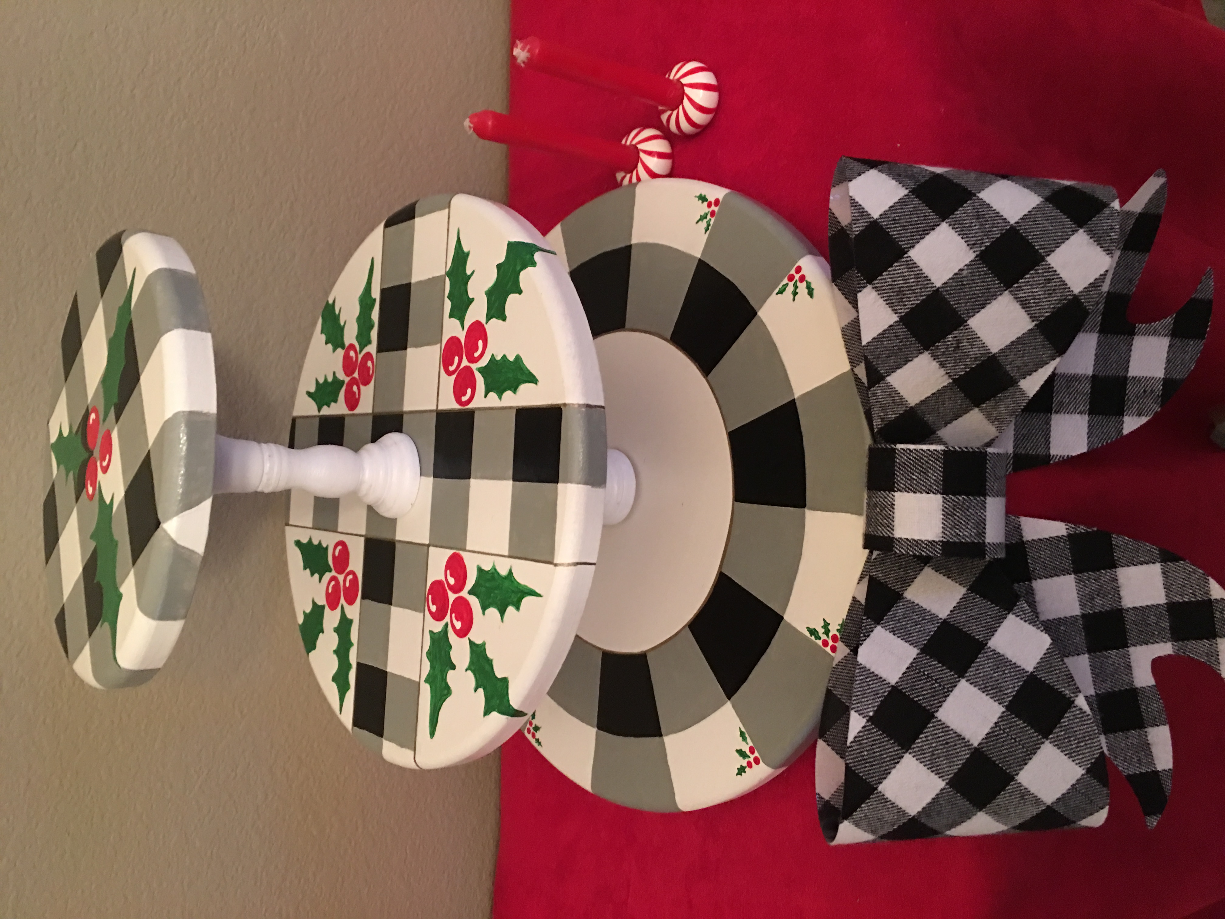 Buffalo Plaid Christmas 3 tier revolving tray