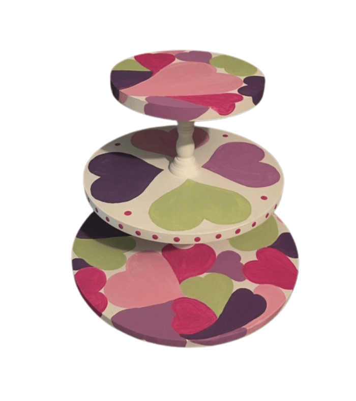 Heart Patterned 3-Tier Revolving Tray