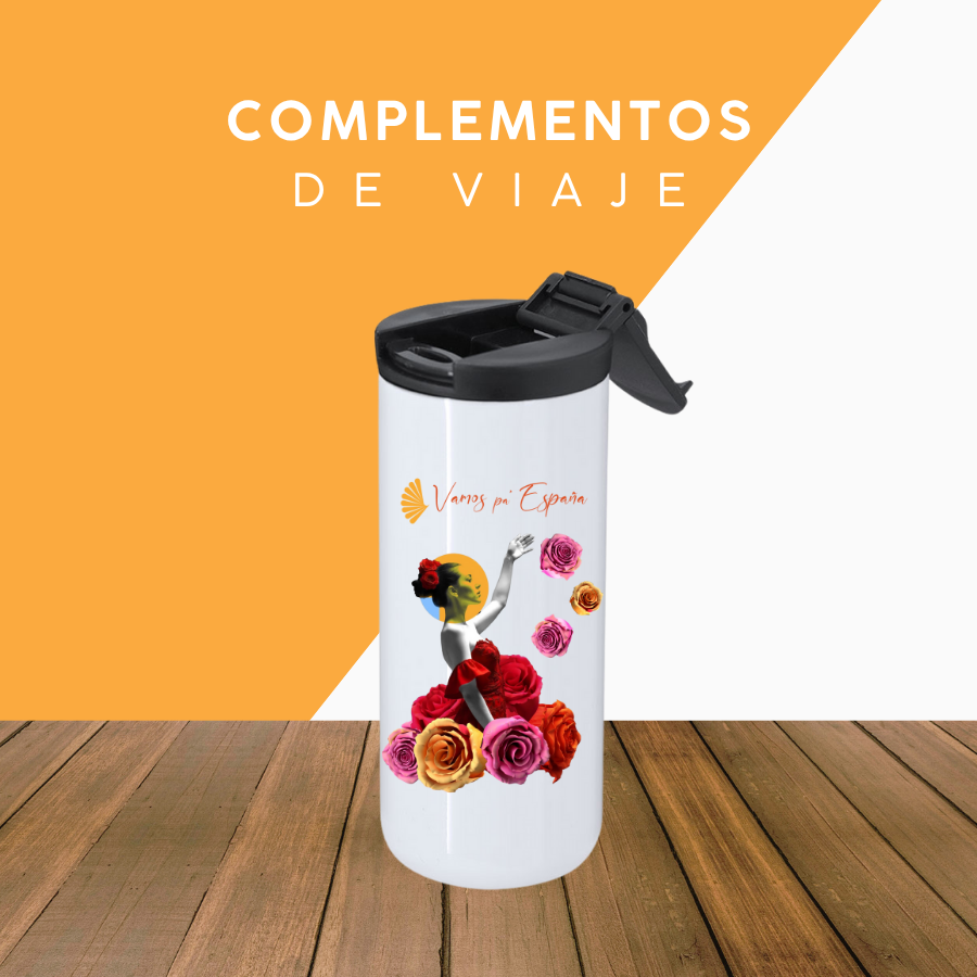 Vaso térmico con flamenca y logo de Vamos pa´ España