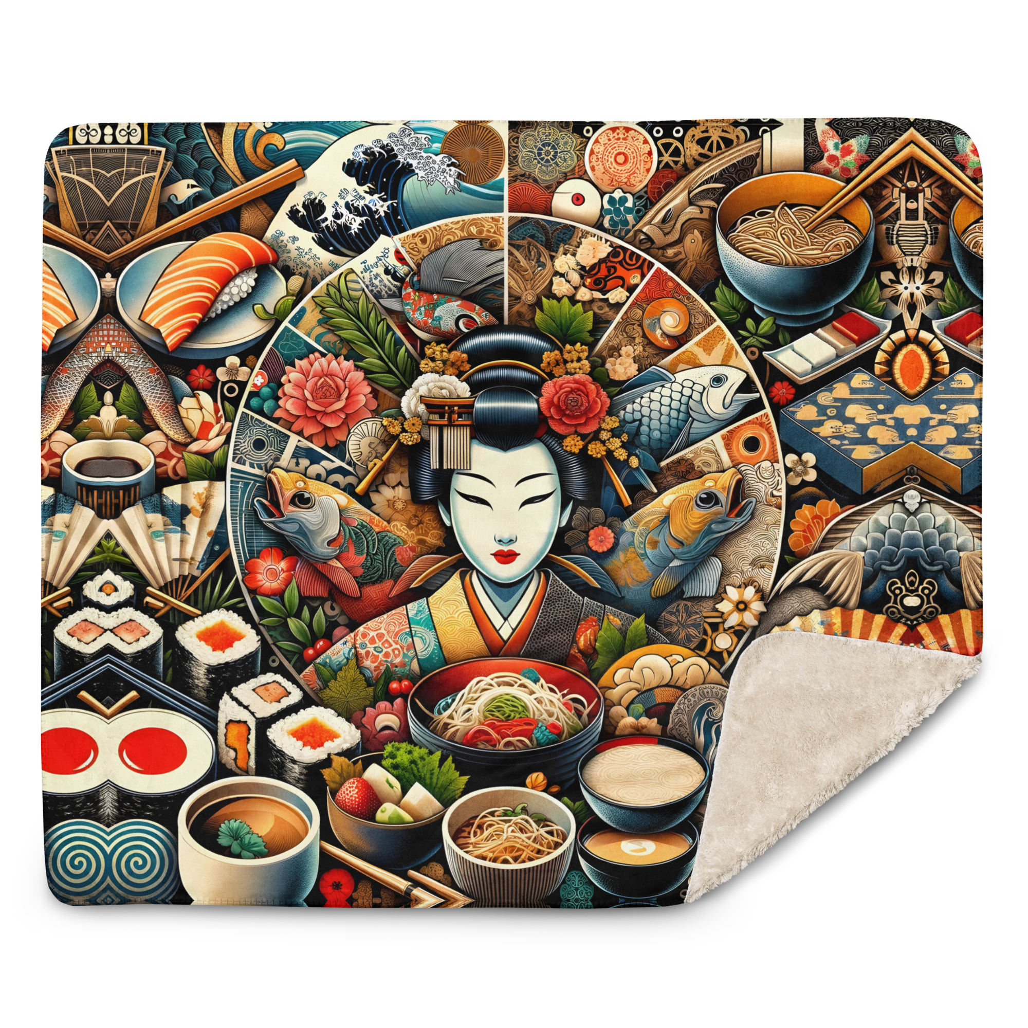 Japanese menu Sherpa blanket