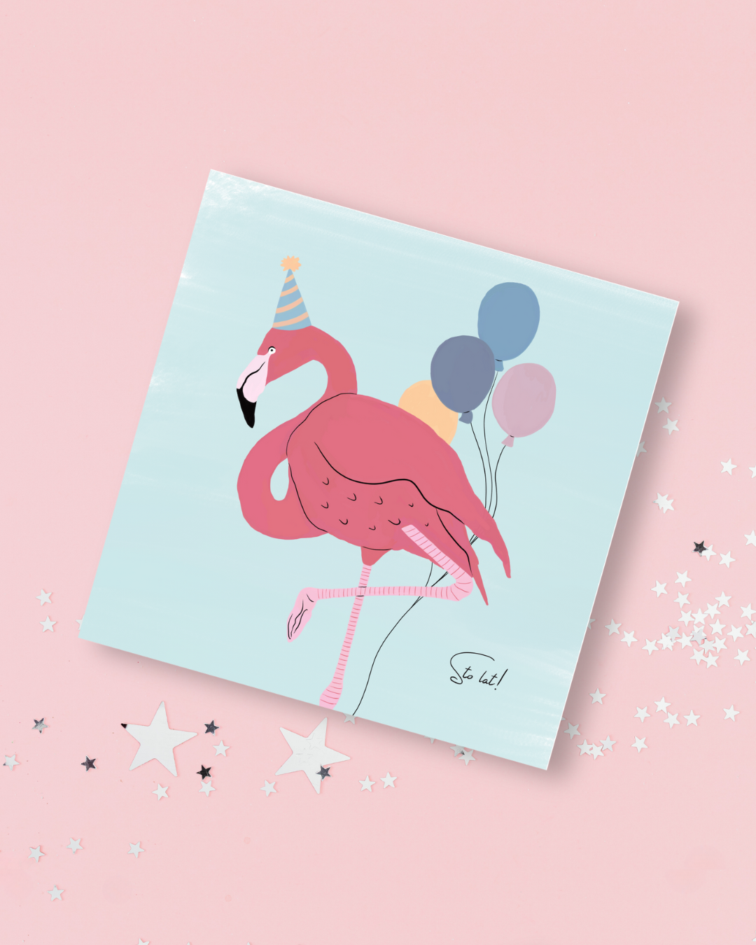 Kartka urodzinowa z flamingiem