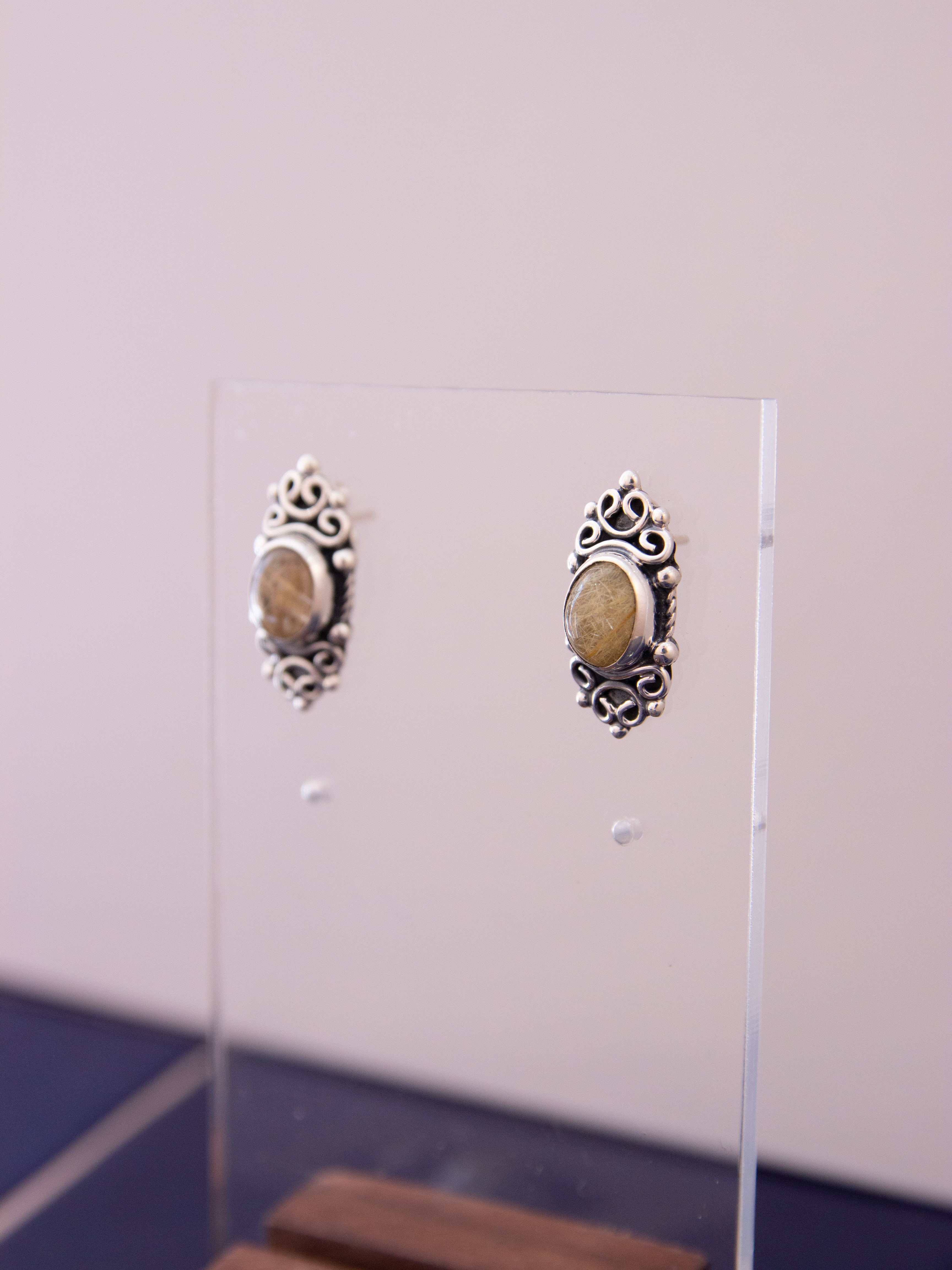 Juego de plata con cuarzo rutilado