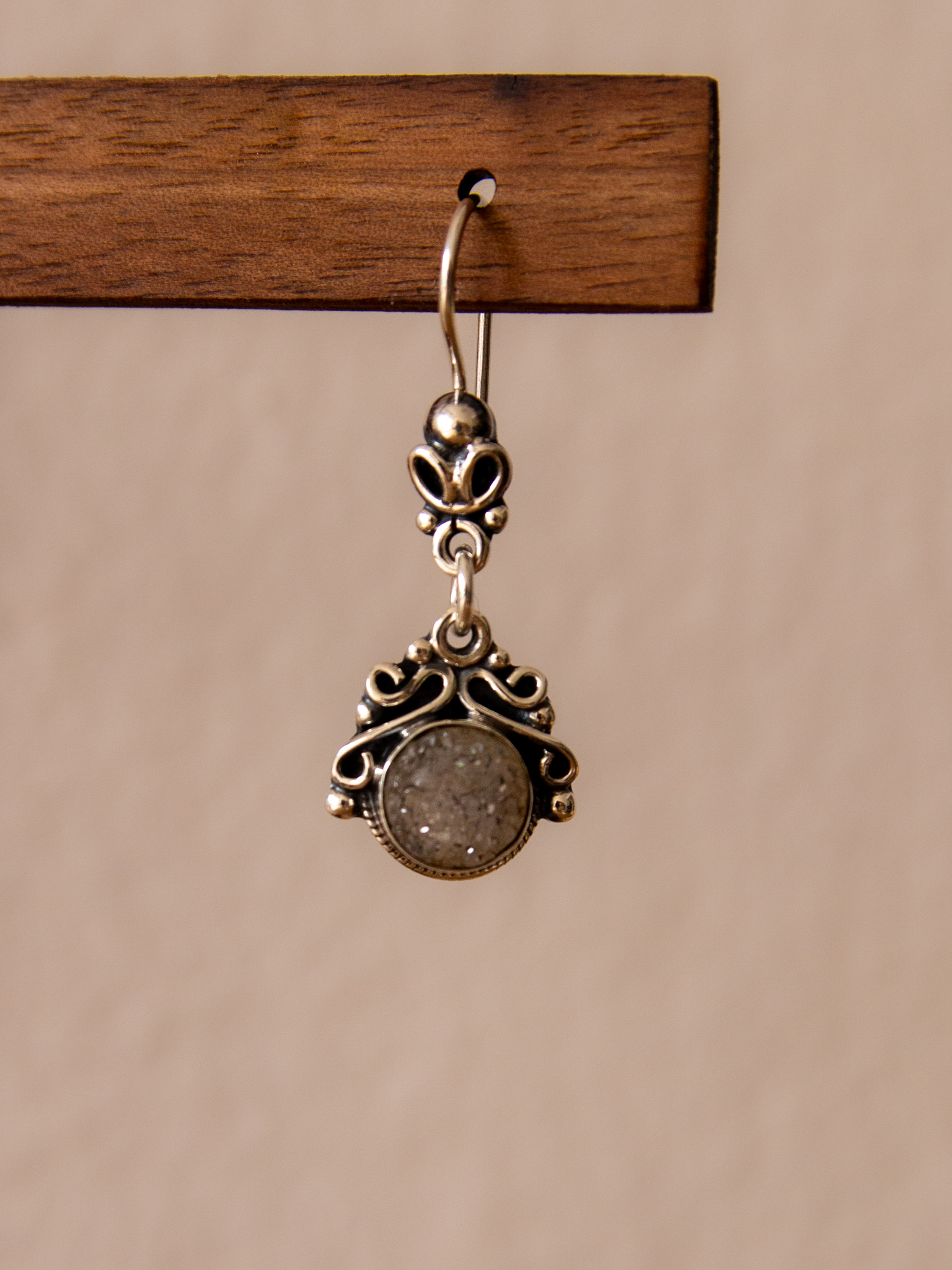 Juego de plata con cuarzo druzy