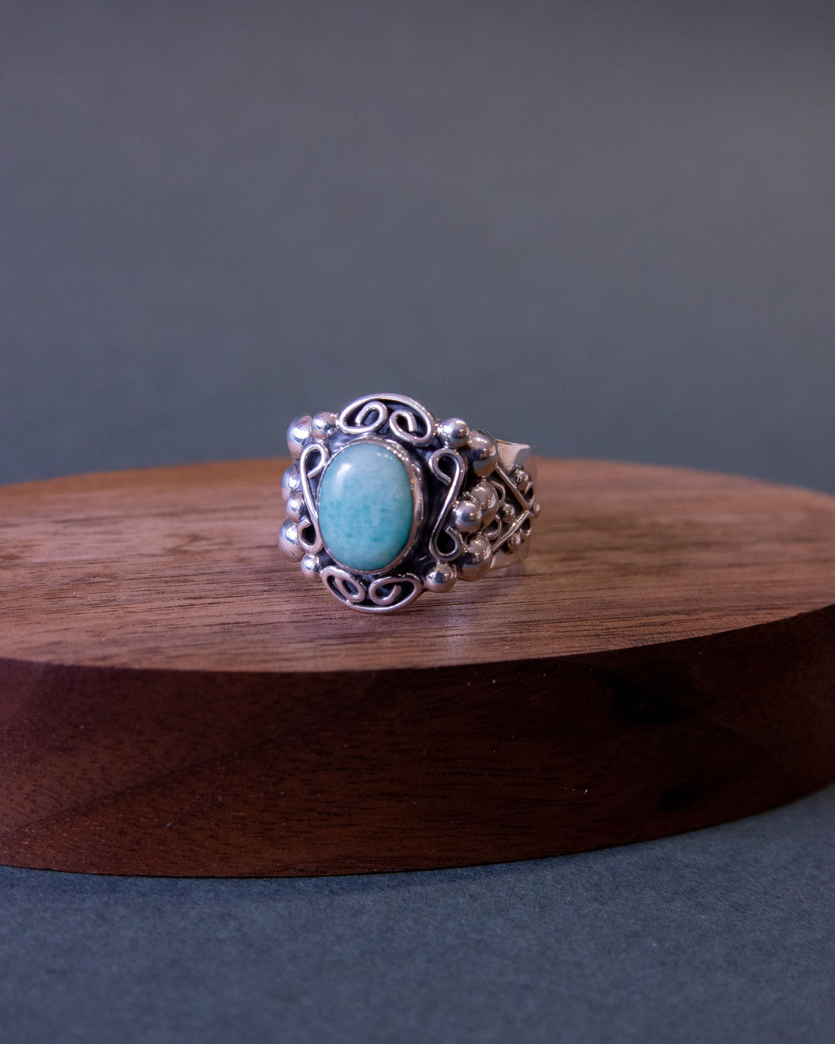 Anillo de plata con amazonita