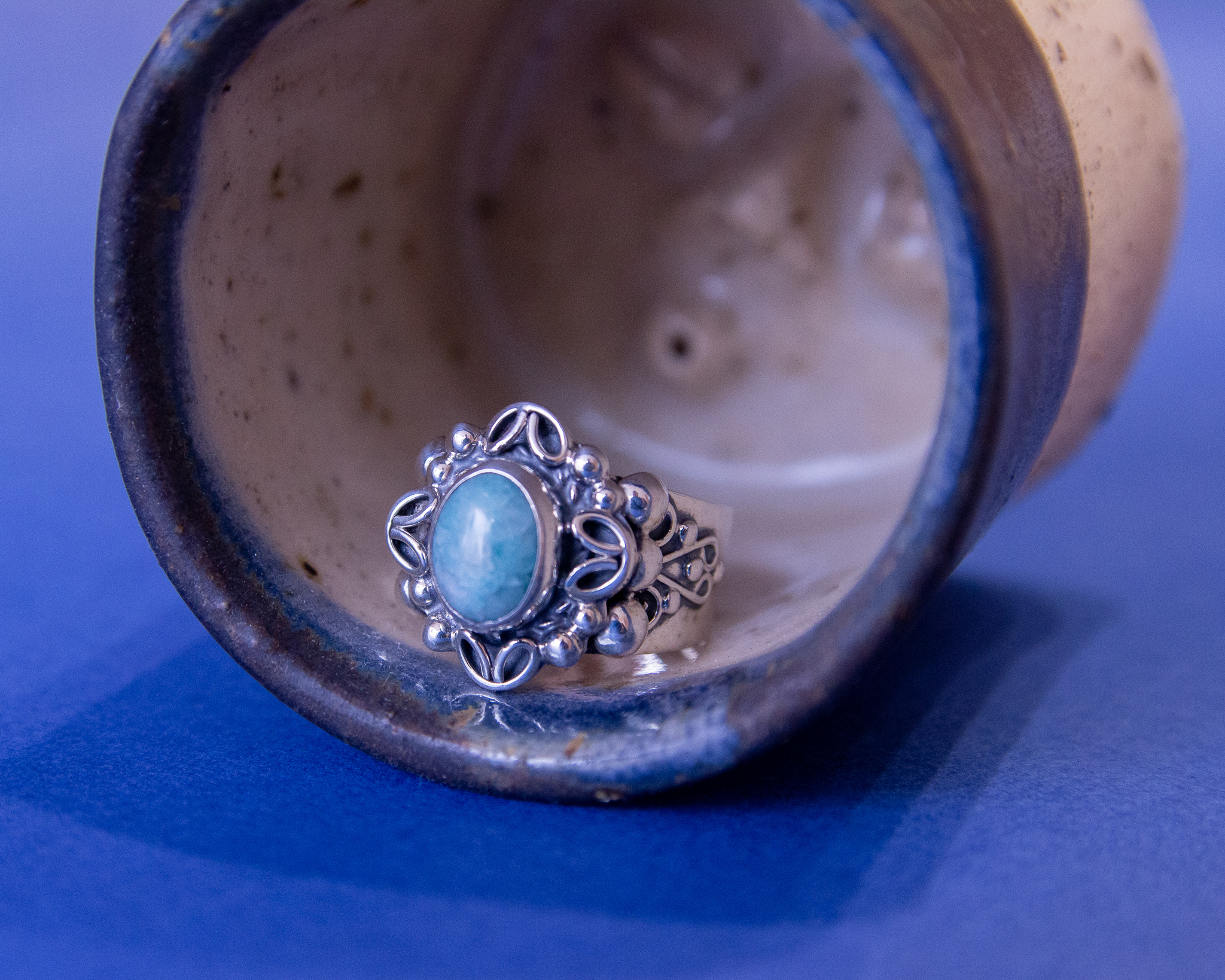 Anillo de plata con amazonita