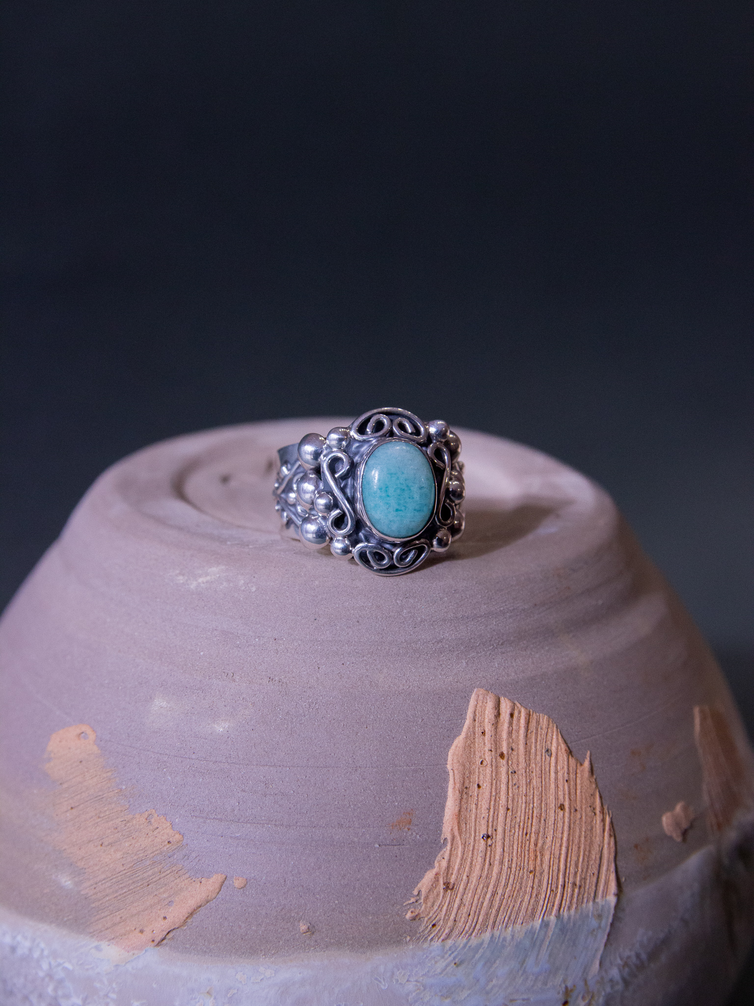 Anillo de plata con amazonita