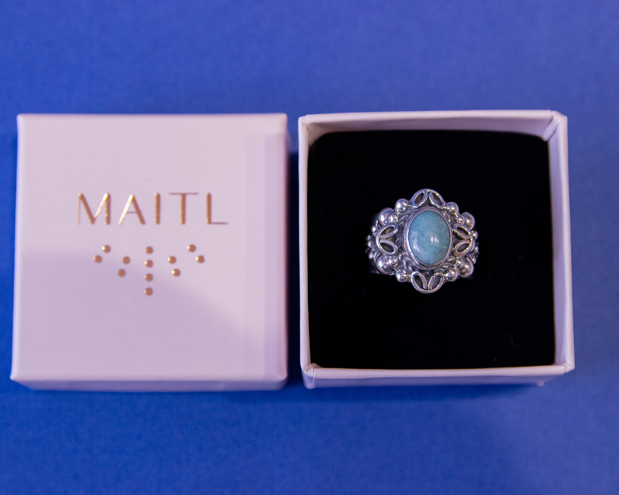Anillo de plata con amazonita