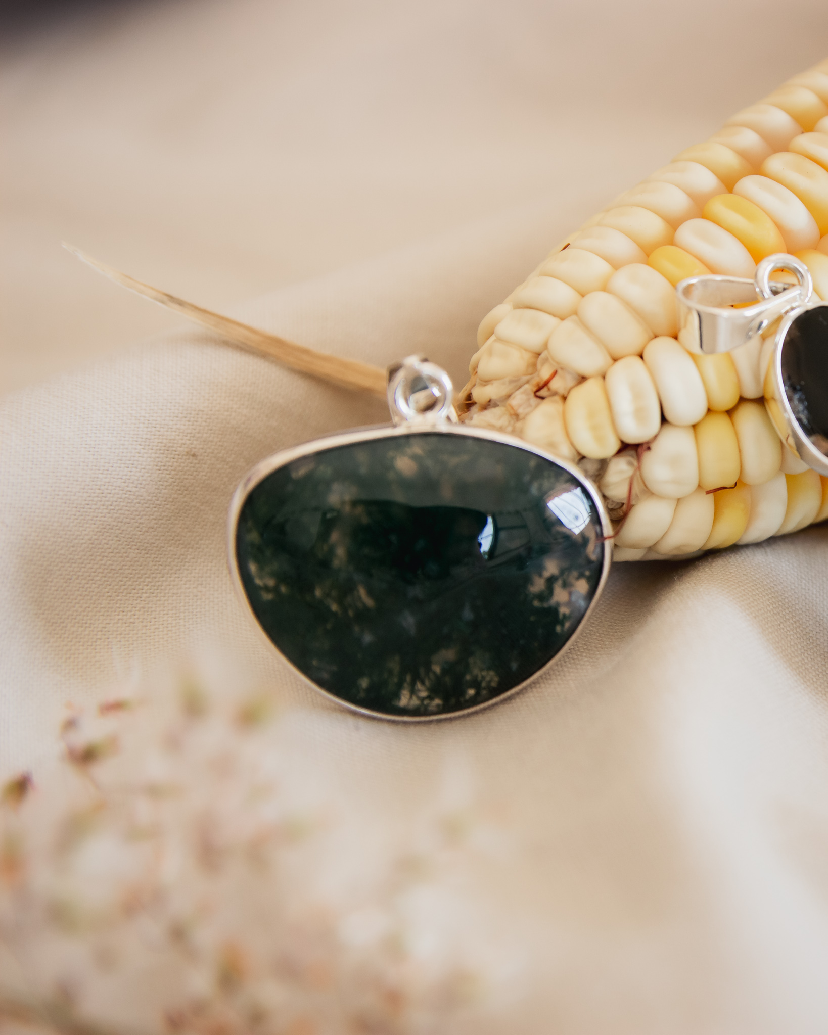 Colgante de plata con ágata musgosa