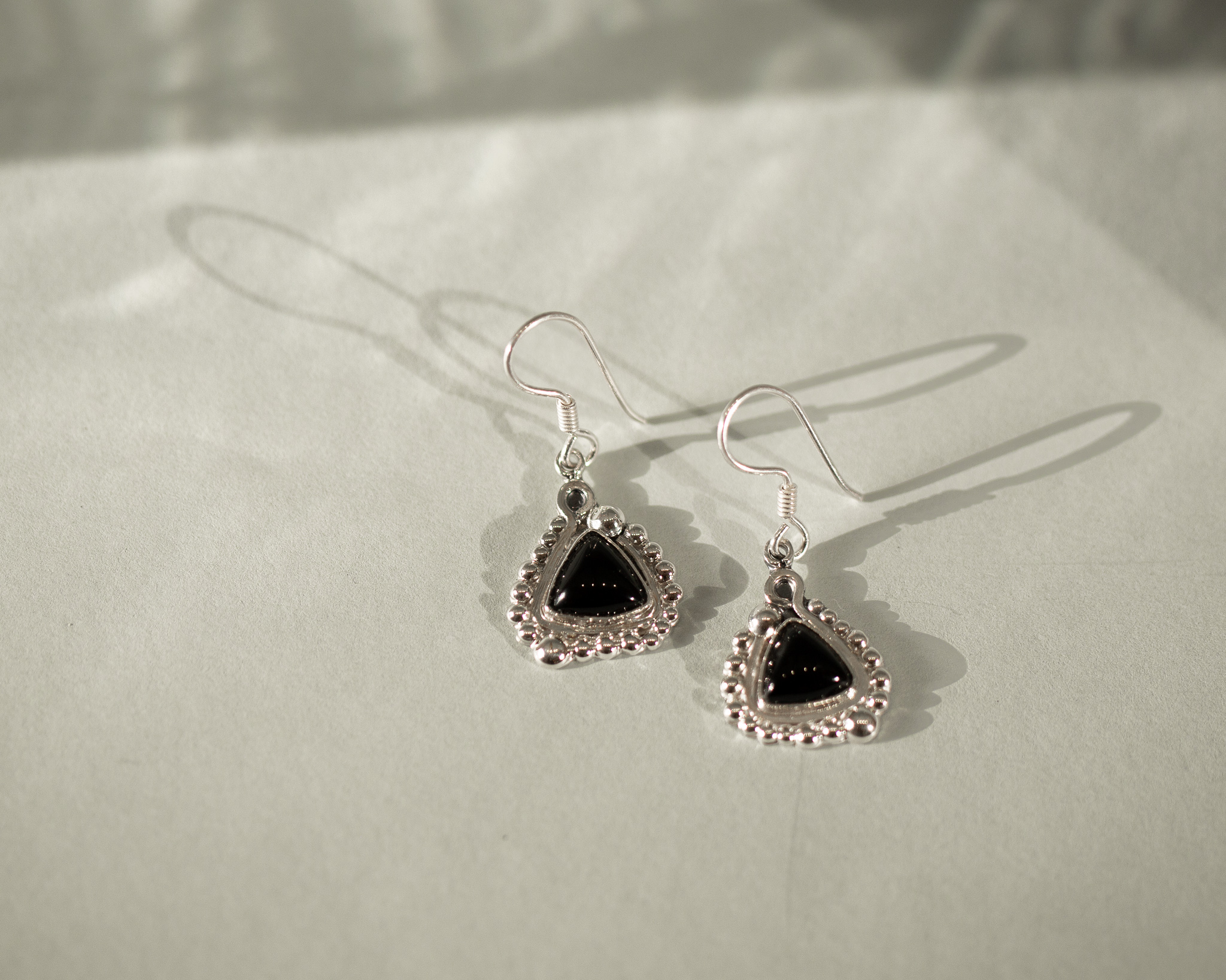 Pendientes de plata con obsidiana negra