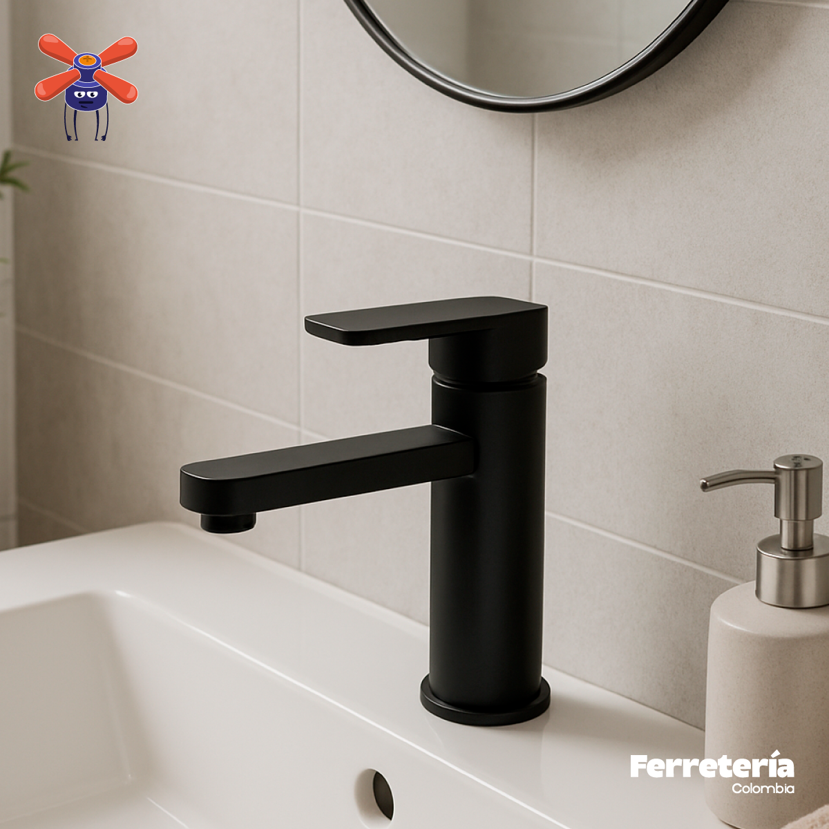 Set X2 Llaves Lavamanos Baño Gapor Baja Negro Mate