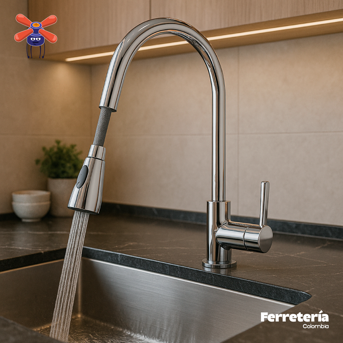 Mezclador Lavaplatos Cocina Cromado Extraíble Gapor