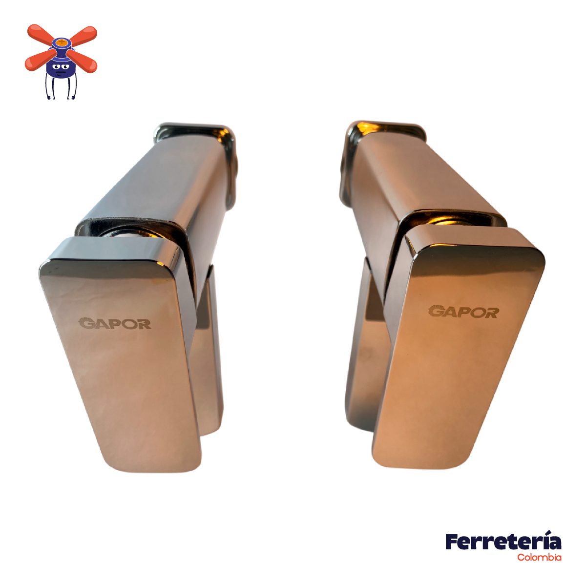 Set X2 Llave Lavamanos Baño Gapor Baja Gris Cromado