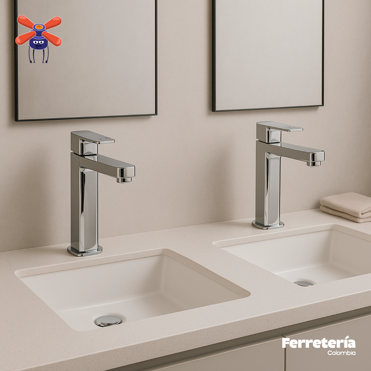 Set X2 Llave Lavamanos Baño Gapor Baja Gris Cromado