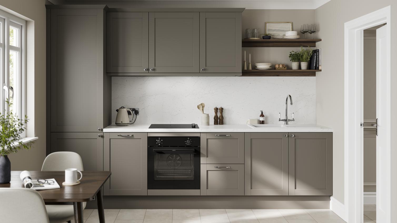 Cuisine d'exposition portes à cadre taupe -70%