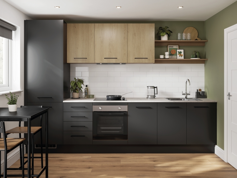 Cuisine d'exposition noir et bois -70%