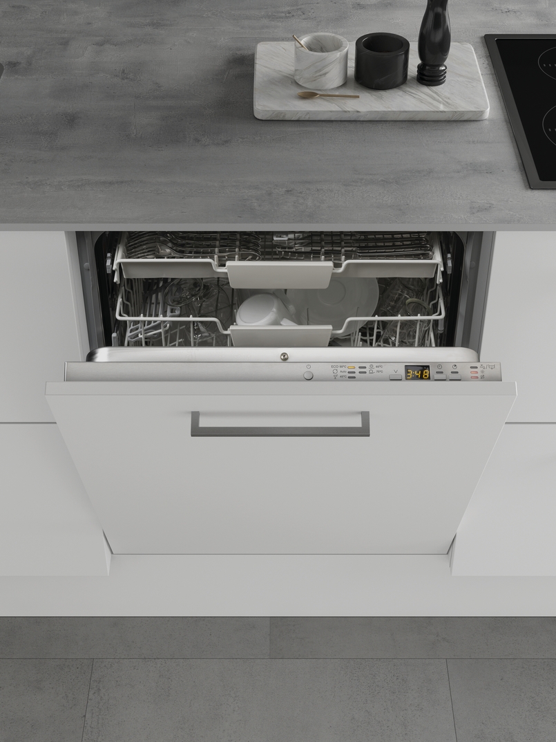 Cuisine d'exposition avec îlot central blanc pure -70%