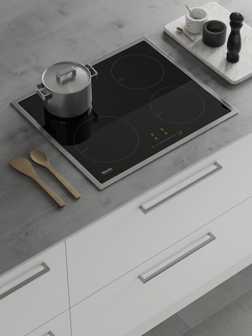 Cuisine d'exposition avec îlot central blanc pure -70%