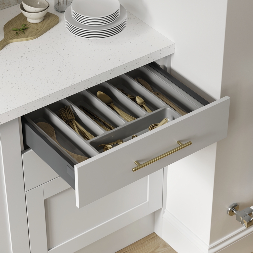 Cuisine d'exposition portes à cadre gris et laiton -70%