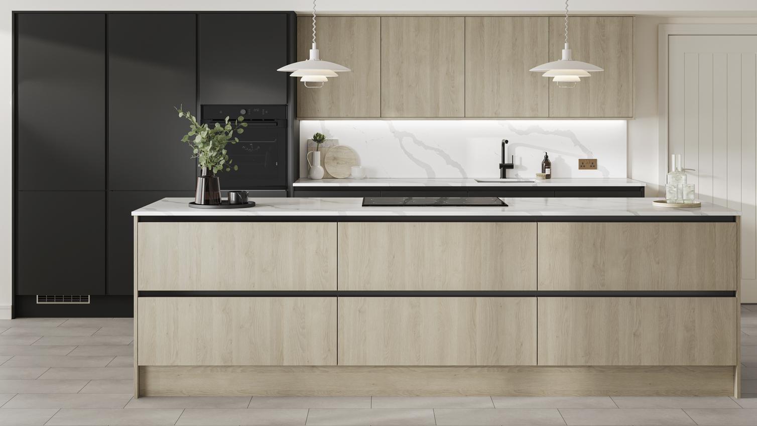 Cuisine d'exposition noir et bois -70%