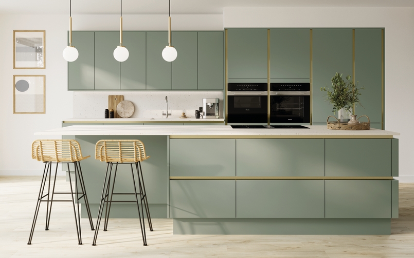 Cuisine d'exposition vert sauge laiton -70%
