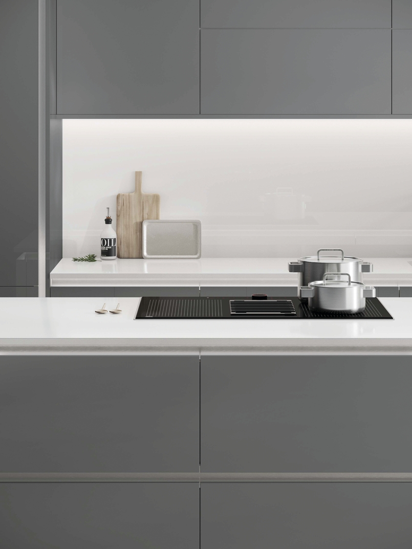 Cuisine d'exposition avec îlot central XXL mat absolu -70%