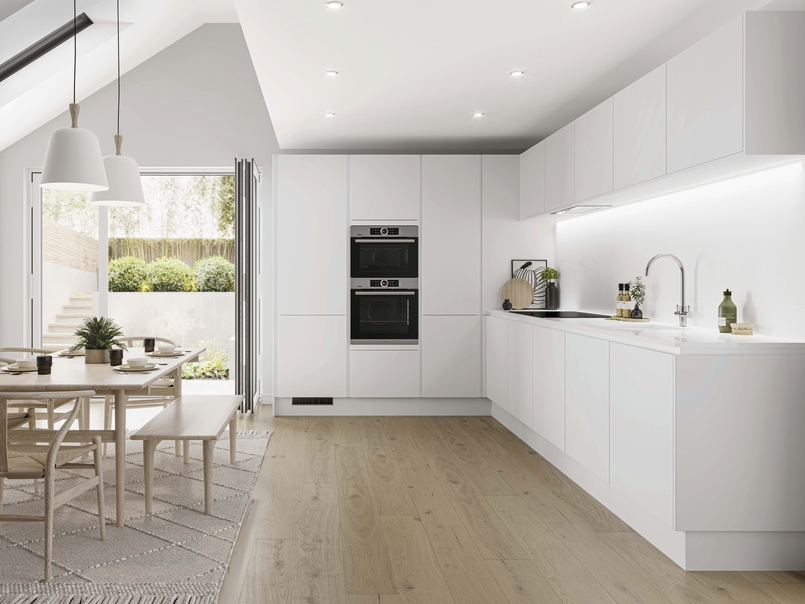 Cuisine d'exposition en L blanc pur -70%