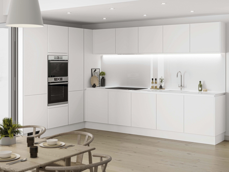 Cuisine d'exposition en L blanc pur -70%