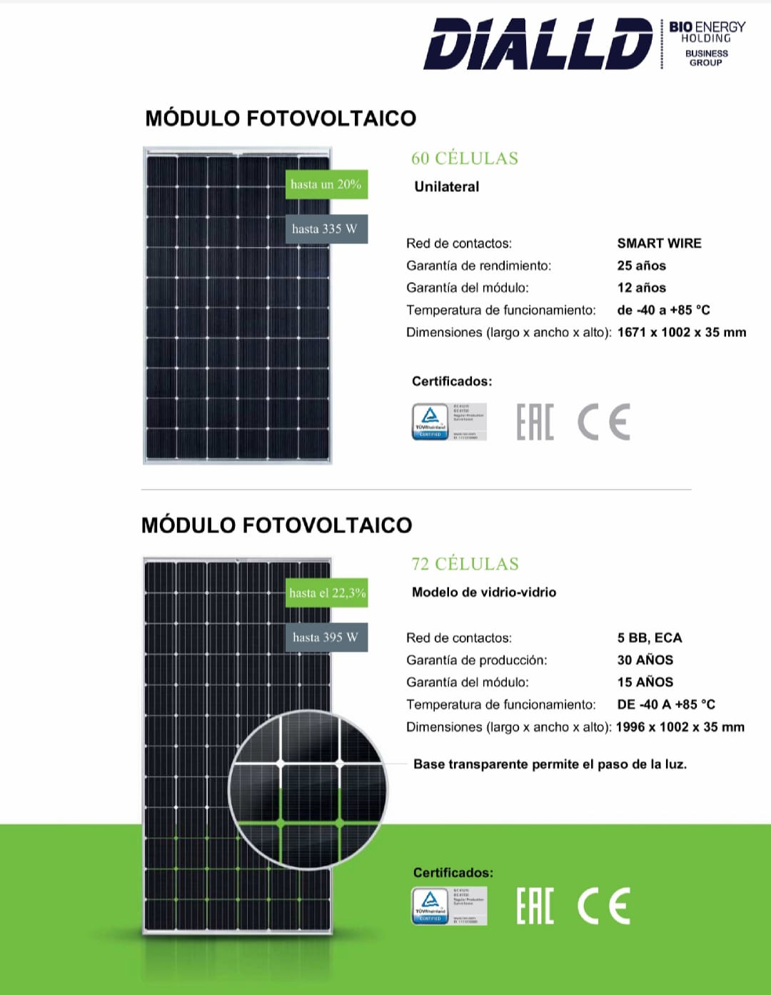 Panel Solar Flexible DIALLD 335W y 395W