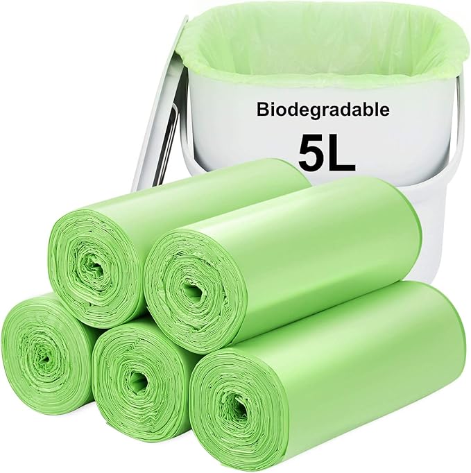 Biodegradable Trash bags 120PCS, Aievrgad 5L/1.2Gallon small Garbage bags/For Countertop Bin. Bin Liner/Trash/rubbish Bags, 100% Recycled,Tough, degradable, Compost Bags for Food/household-black