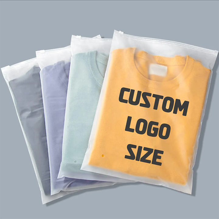 Custom 50-200pcs Translucent Matte Frosted White Zipper Bags with Logo, Personalized Resealable Poly Plastic Packaging Bags for Clothing, T-Shirts, Leggings, Socks, Anything (50)