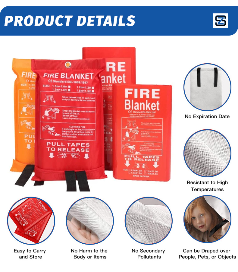 Fire Blankets Emergency for Kitchen Home - Emergency Fire Retardant Blanket for Home Fireproof Blanket for Camping, Grill, Car, Office, Warehouse, School, Picnic, Fireplace