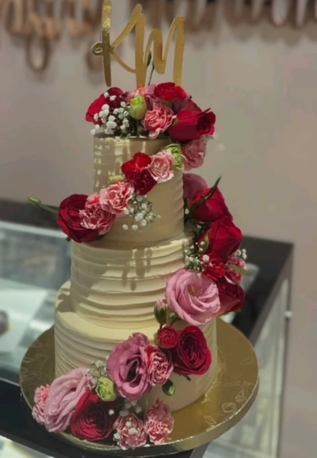Elegant Three-Tier Floral Cake