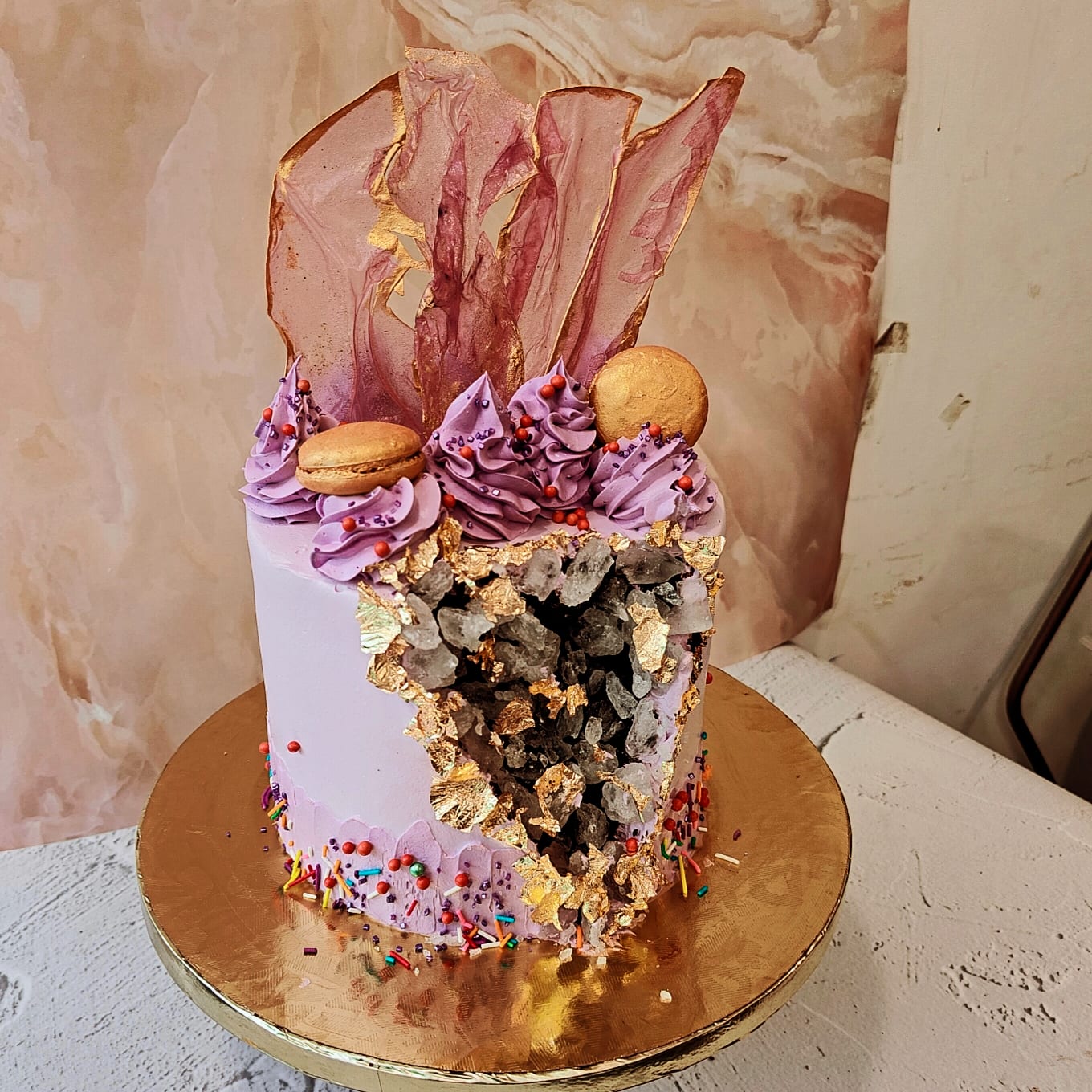 Lavender Geode Cake