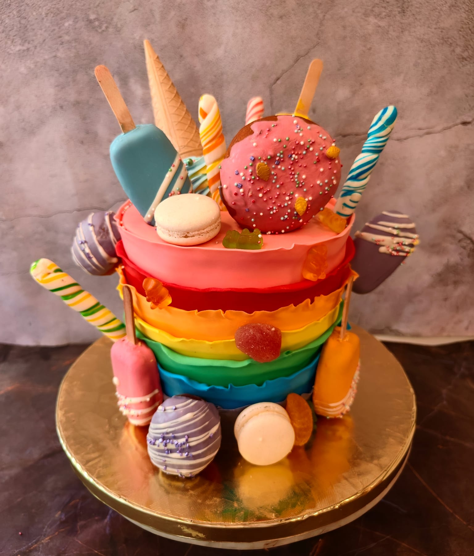 Full Fondant Rainbow Candy Celebration Cake