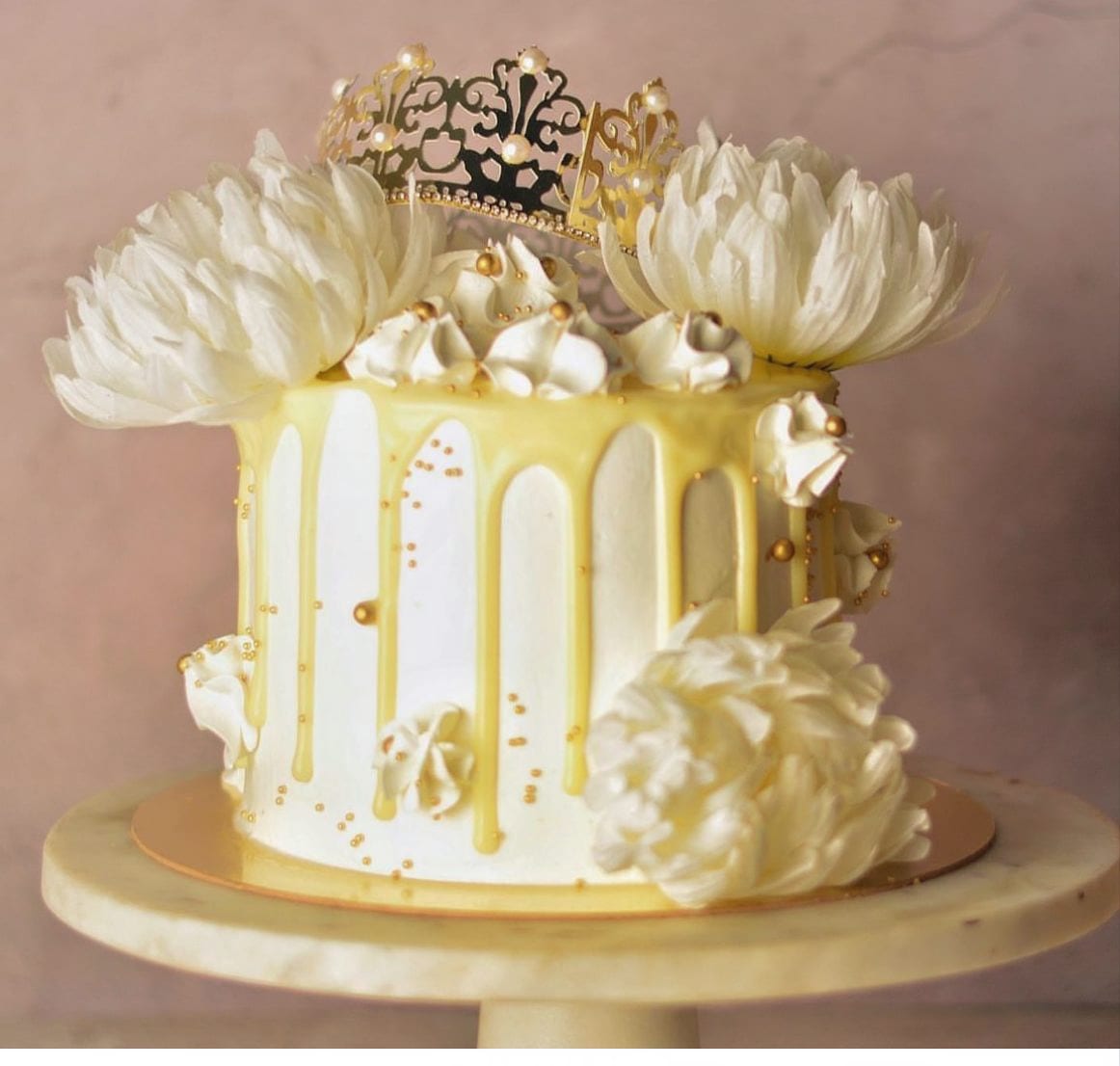 Elegant Floral Drip Cake