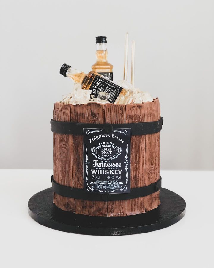 Whiskey Barrel Themed J D Cake