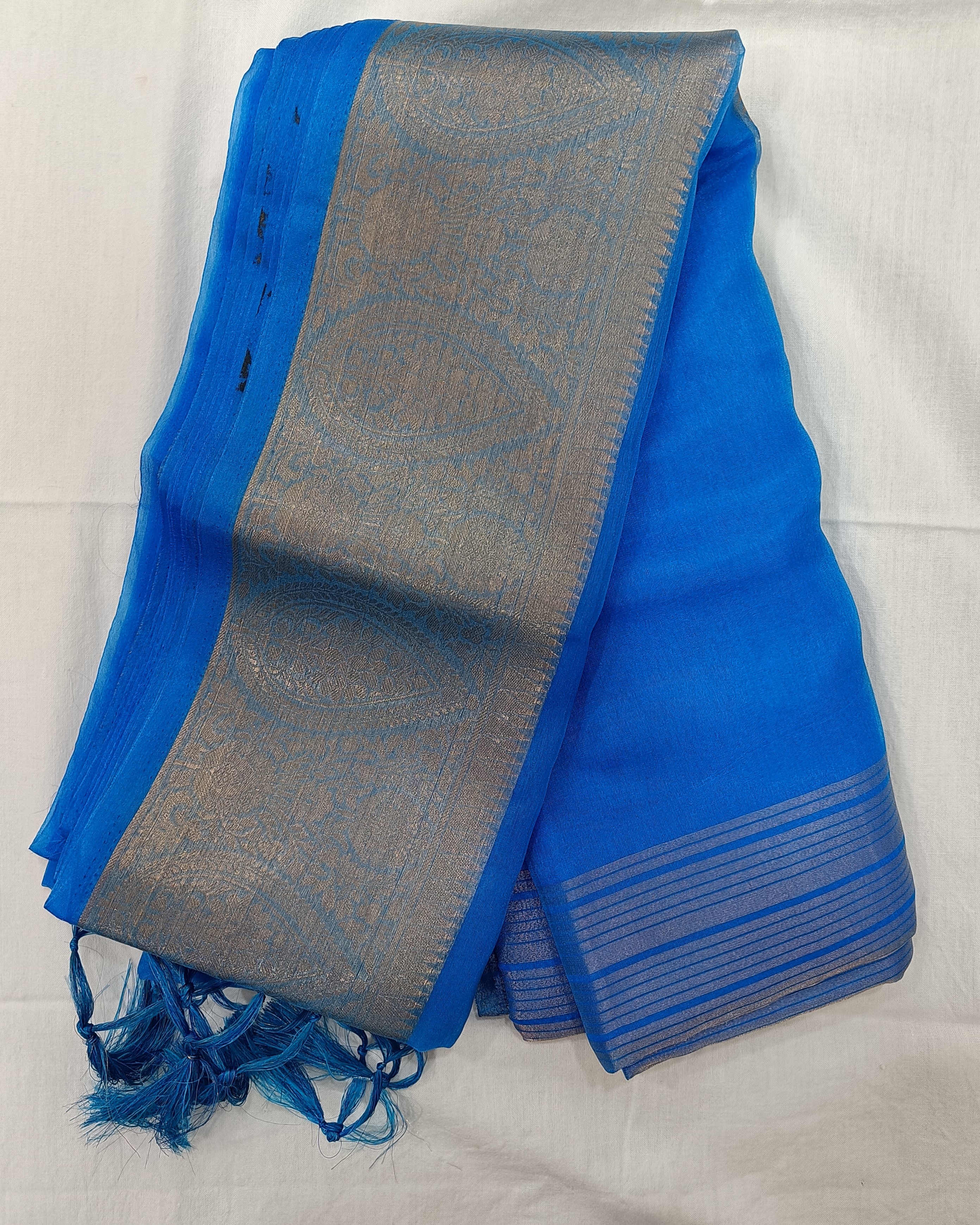 Blue Organza Saree